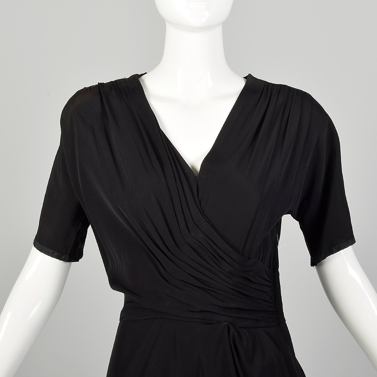 1940s Frank Starr Dress Evening Gown Formal Peplum Sash Rayon
