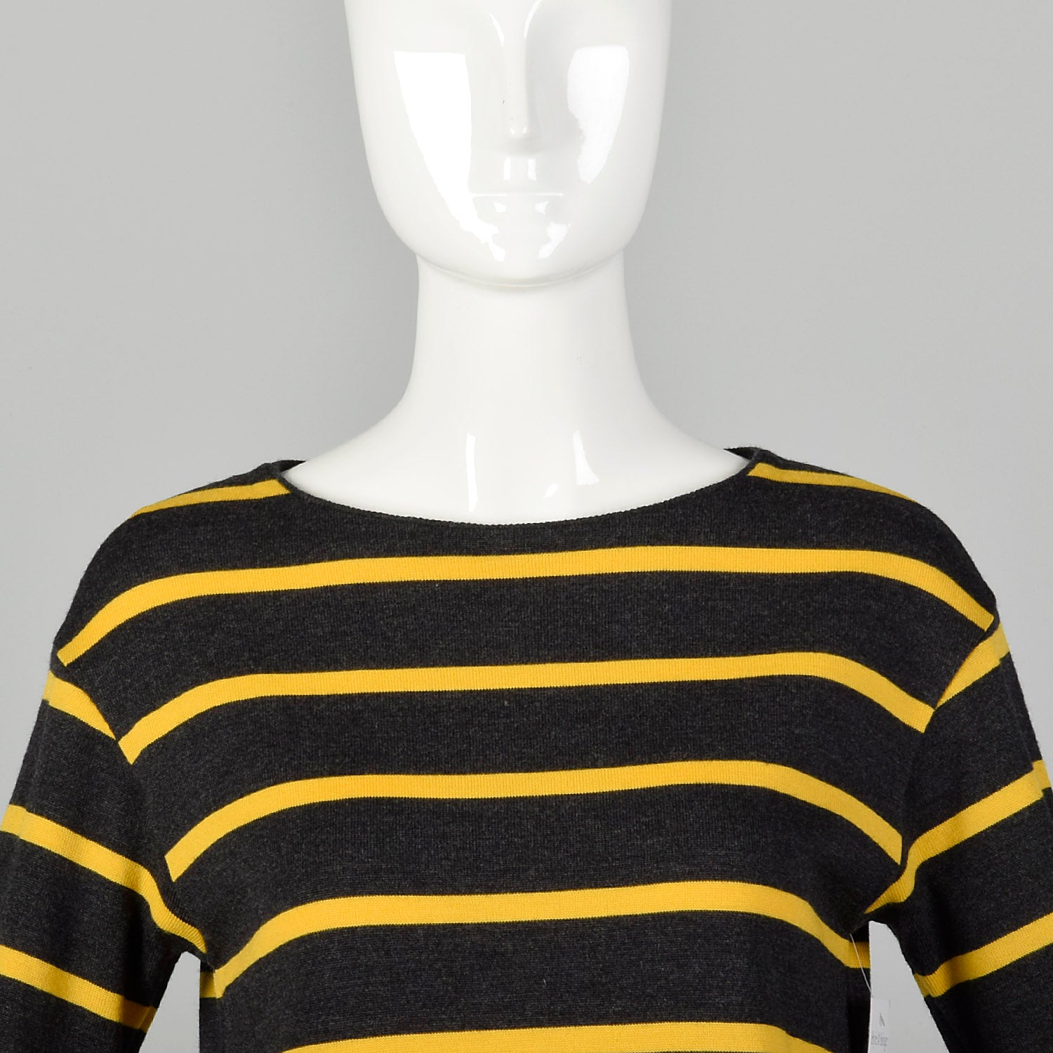 Small 1960s Goldworm Mod Striped Dress Long Sleeve Gray Yellow Knit