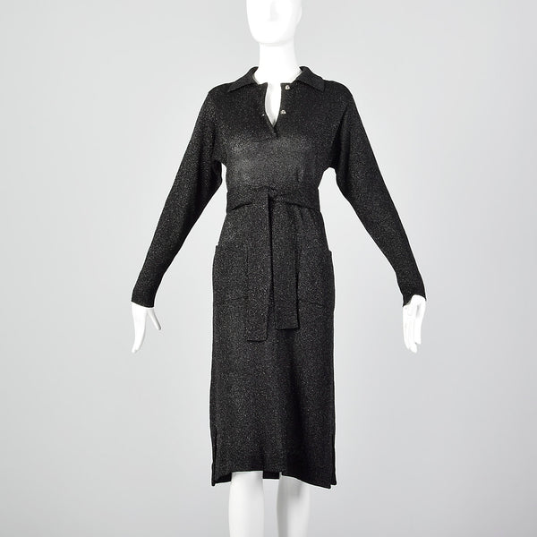 Large 1970s Black – Lurex Salvage Style Knit & Dress
