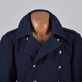 1911 Men's Navy Blue Wool Winter Military Overcoat, Double Breasted
