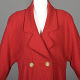1980s Chanel Boutique Bright Red Silk & Wool Coat