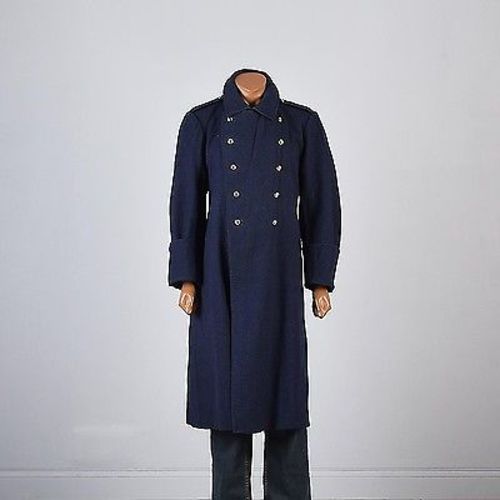 1911 Men's Navy Blue Wool Winter Military Overcoat, Double Breasted Style & Salvage 1911 Men's Navy Blue Wool Winter Military Overcoat, Double Breasted Style & Salvage