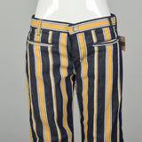 Medium 1970s Yellow Striped Jeans Low Rise Hippie Bell Bottom Pants