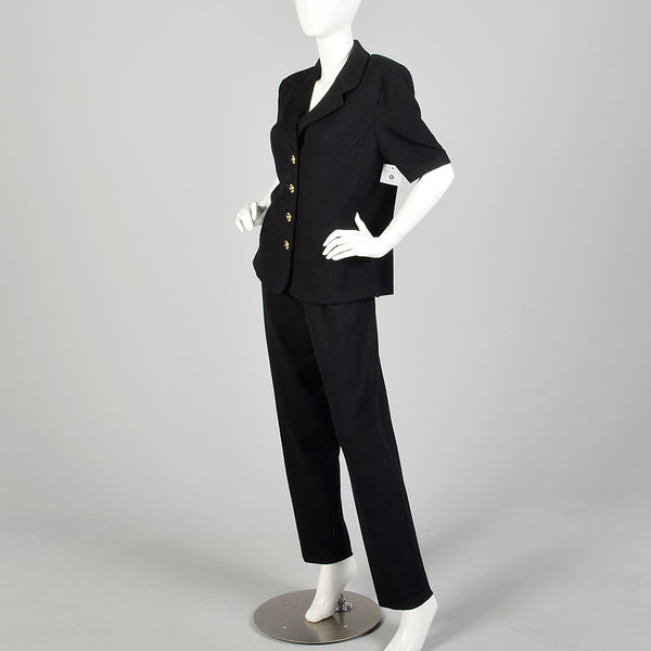 Large 1990s St. John Pant Suit Black Knit Jacket Ensemble – Style & Salvage