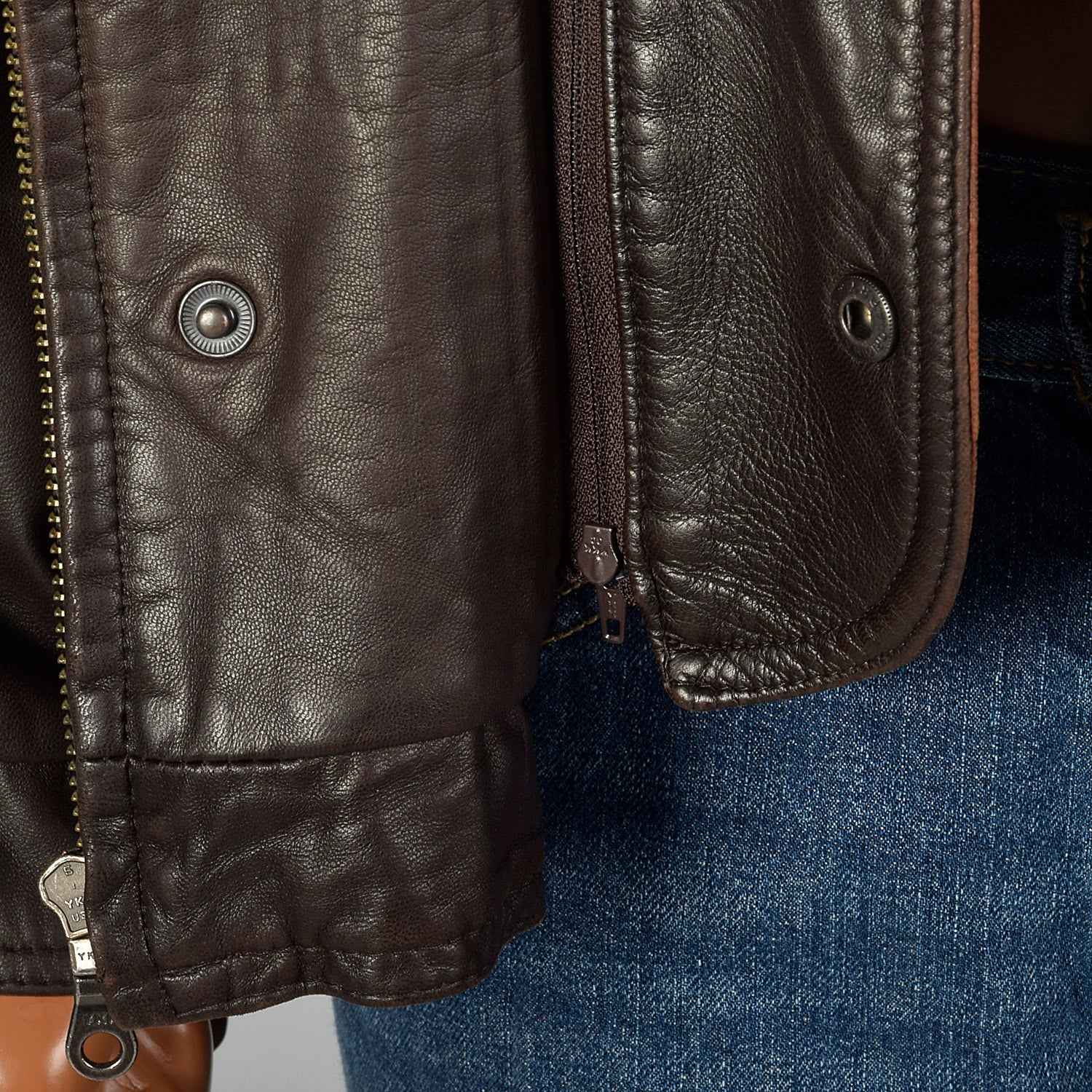 Large Remy Mens 1990s Chocolate Brown Leather Jacket