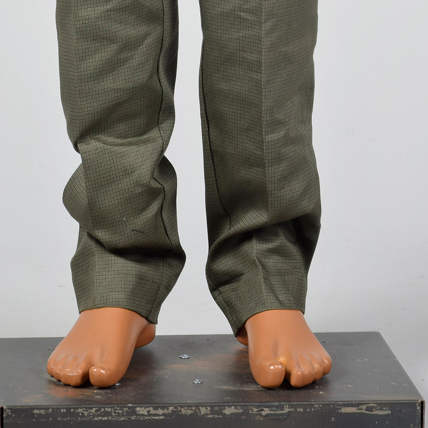 Medium 1960s Deadstock Green Checked Pants