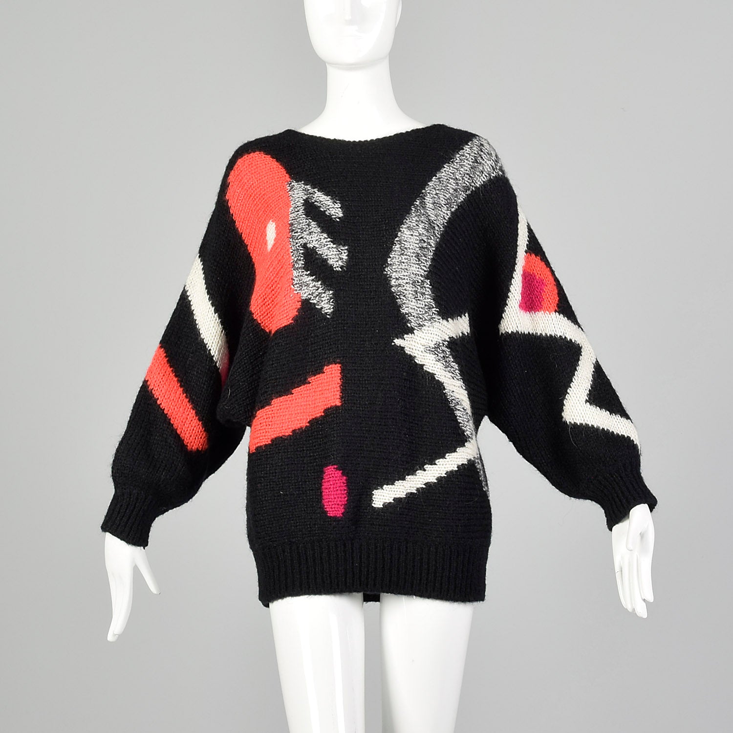 Medium Adolfo 1990s Black Geometric Sweater