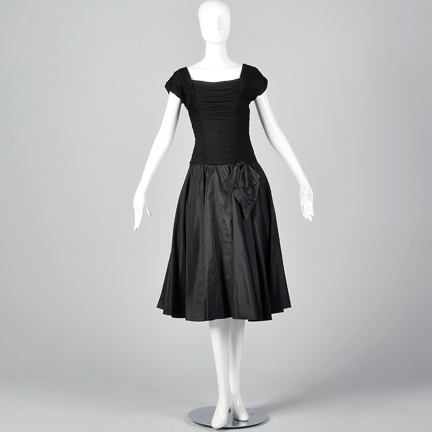 1940s Black Taffeta Dress