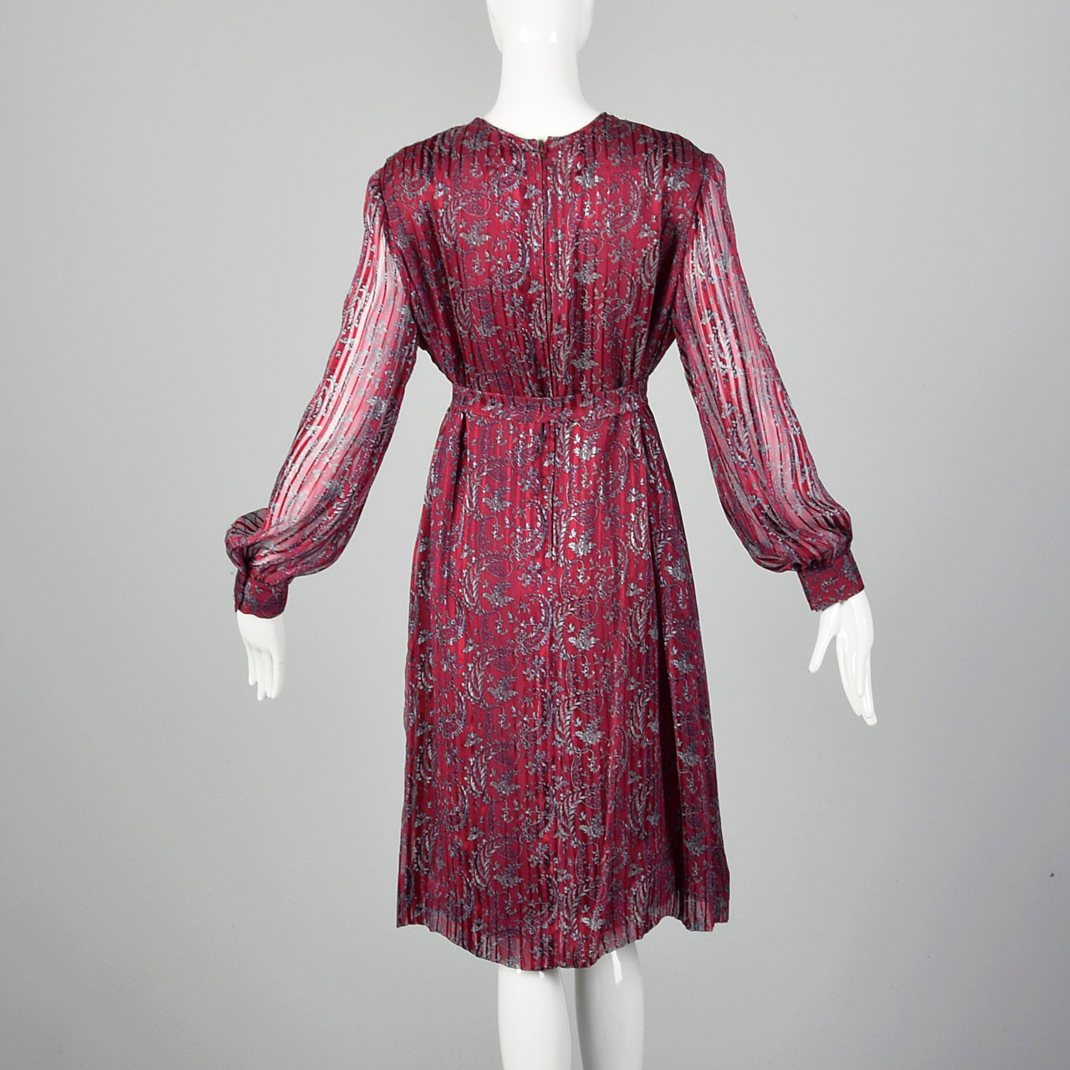 Large 1980s Pleated Silk Dress