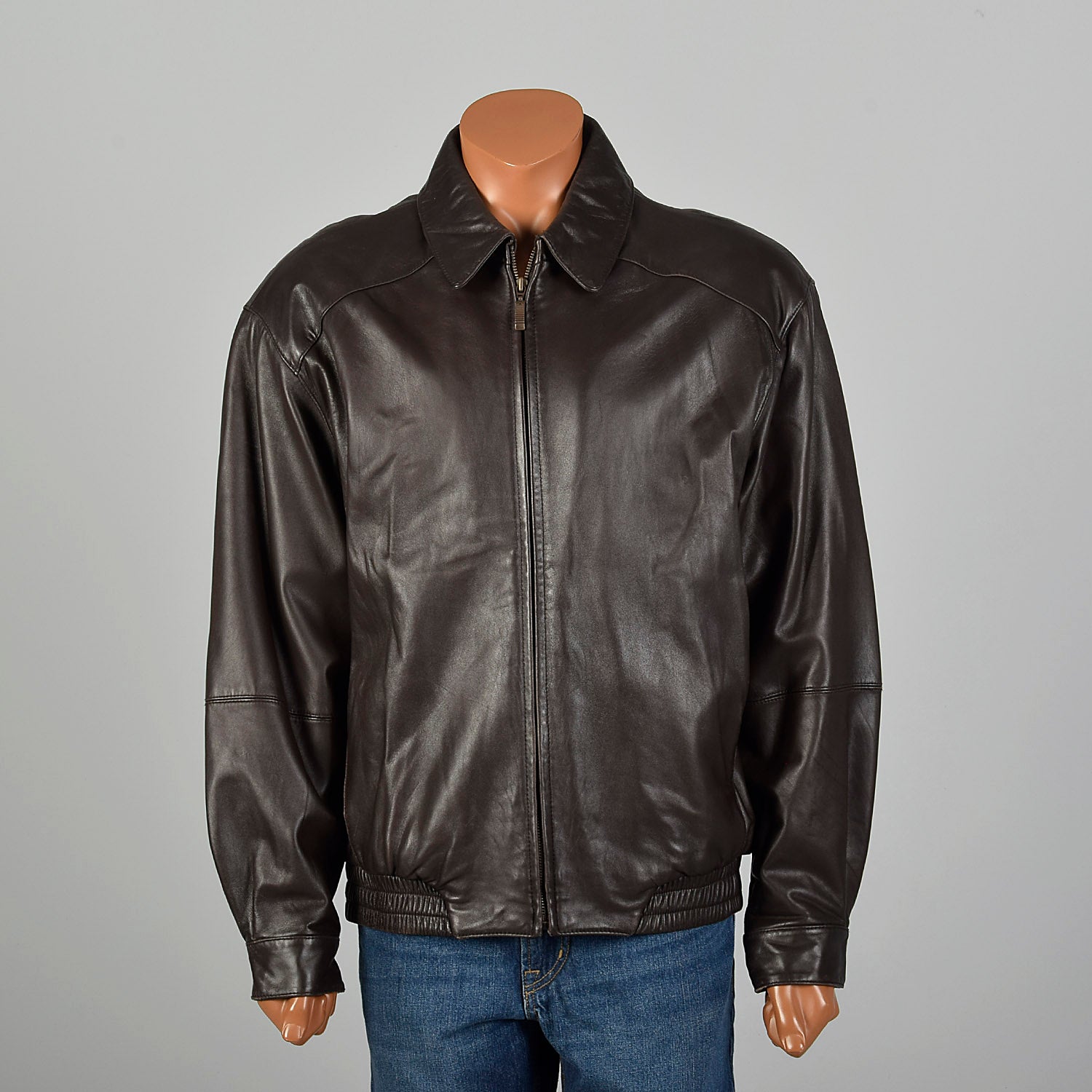 Large Robert Comstock Brown Leather Jacket