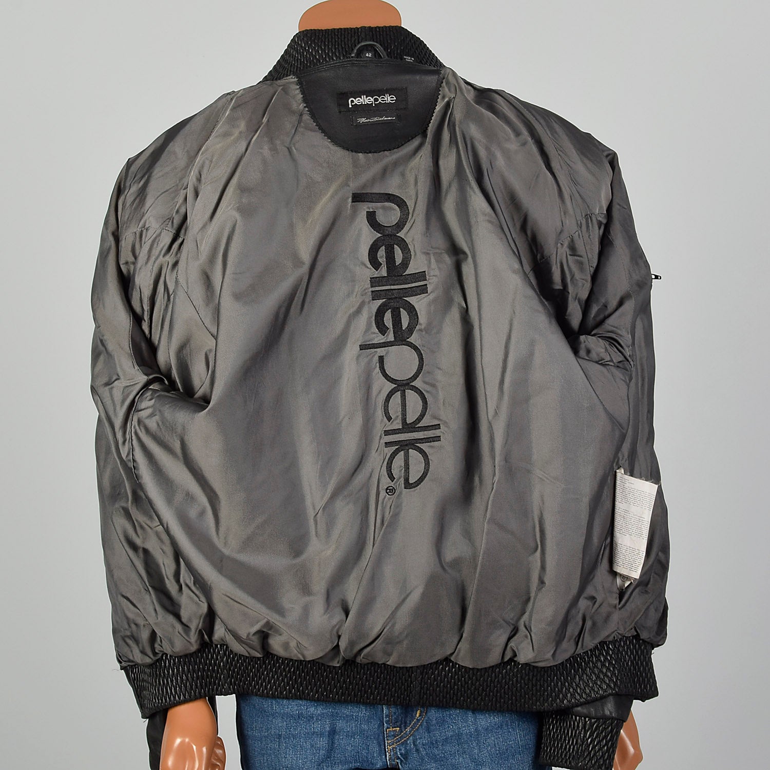 Large-XLPelle Pelle Black Leather Bomber Jacket