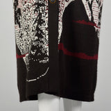 Medium 1980s Cozy Cardigan Coat Novelty Landscape Knit Sweater