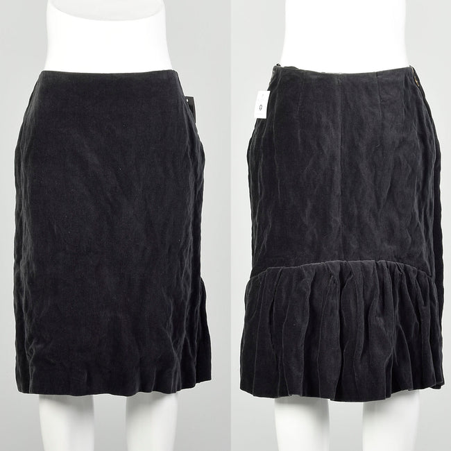 Medium 2005 Skirt Lanvin Winter Collection Zip Side Grey Velvet Ruffle