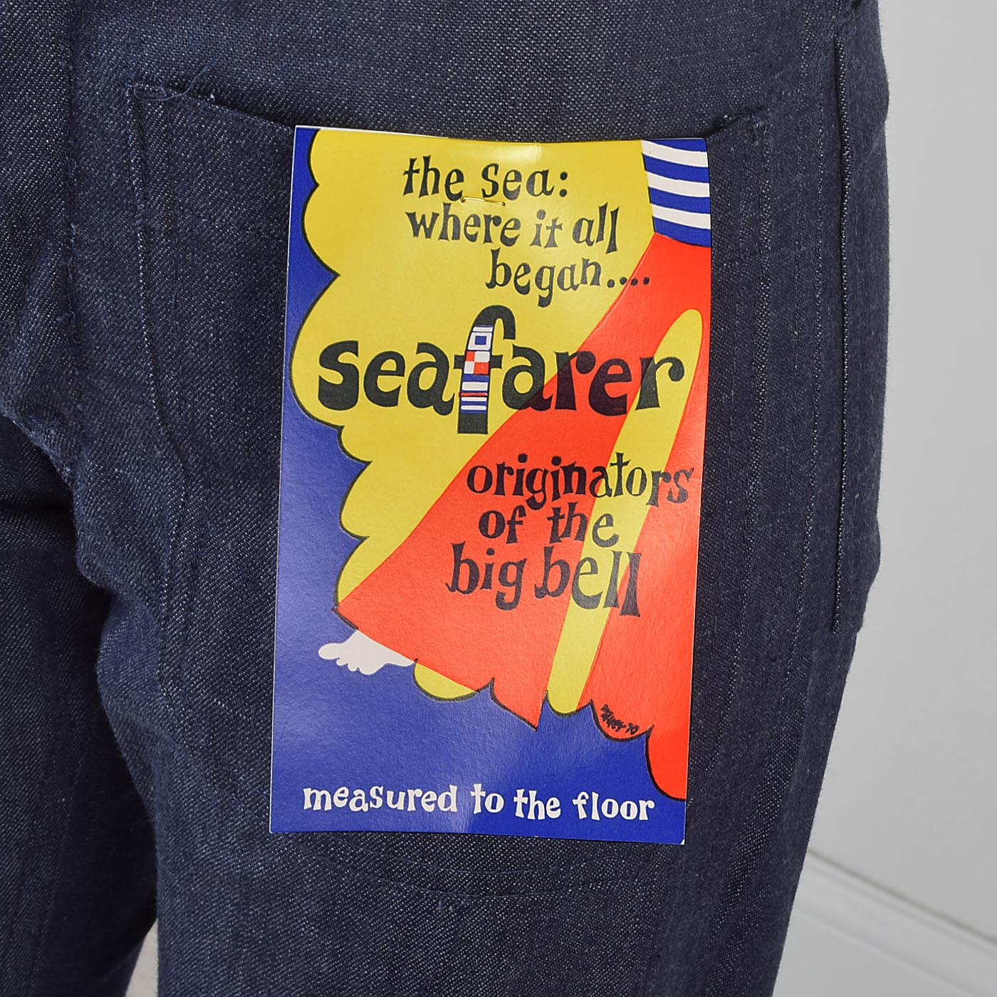 30x34 Deadstock 1970s Seafarer High Waist Bellbottom Jeans Indigo Denim