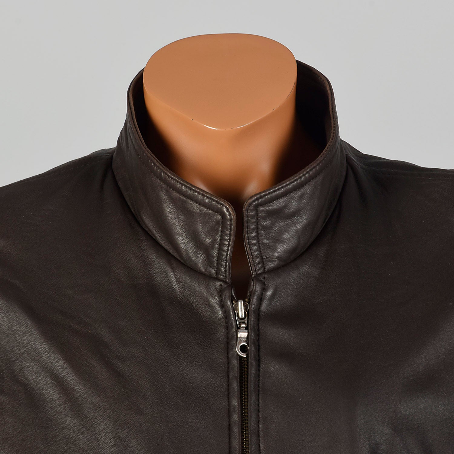 Large Remy Mens 1990s Chocolate Brown Leather Jacket