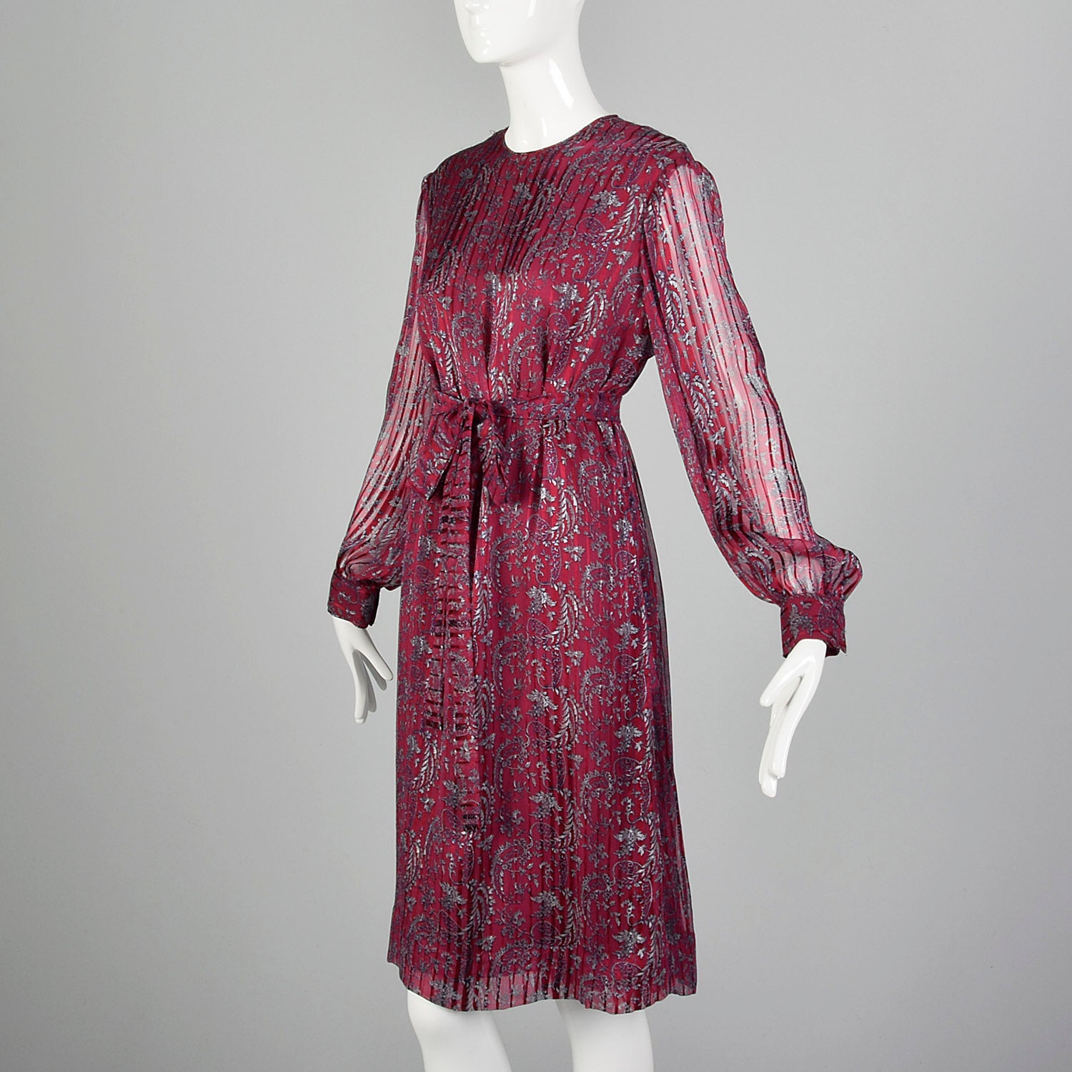 Large 1980s Pleated Silk Dress