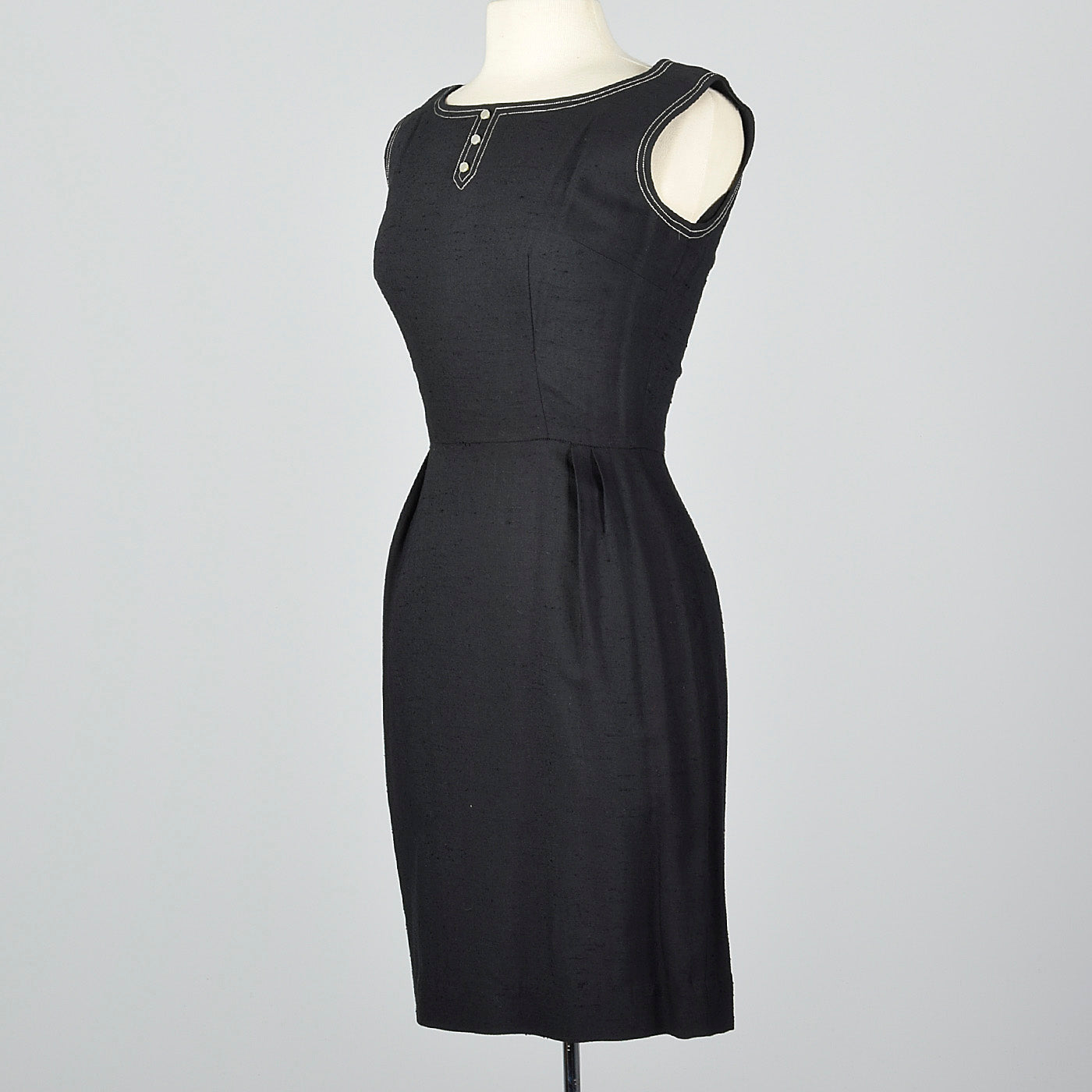 1950s Little Black Dress with White Topstitching