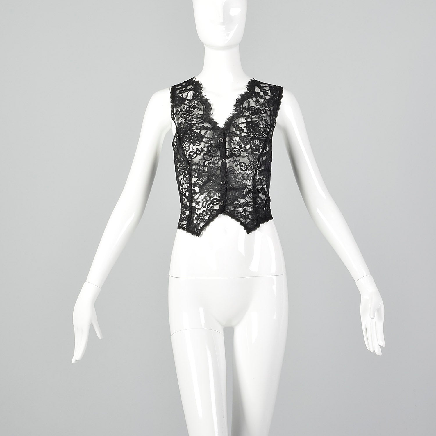 1970s Black Lace Vest