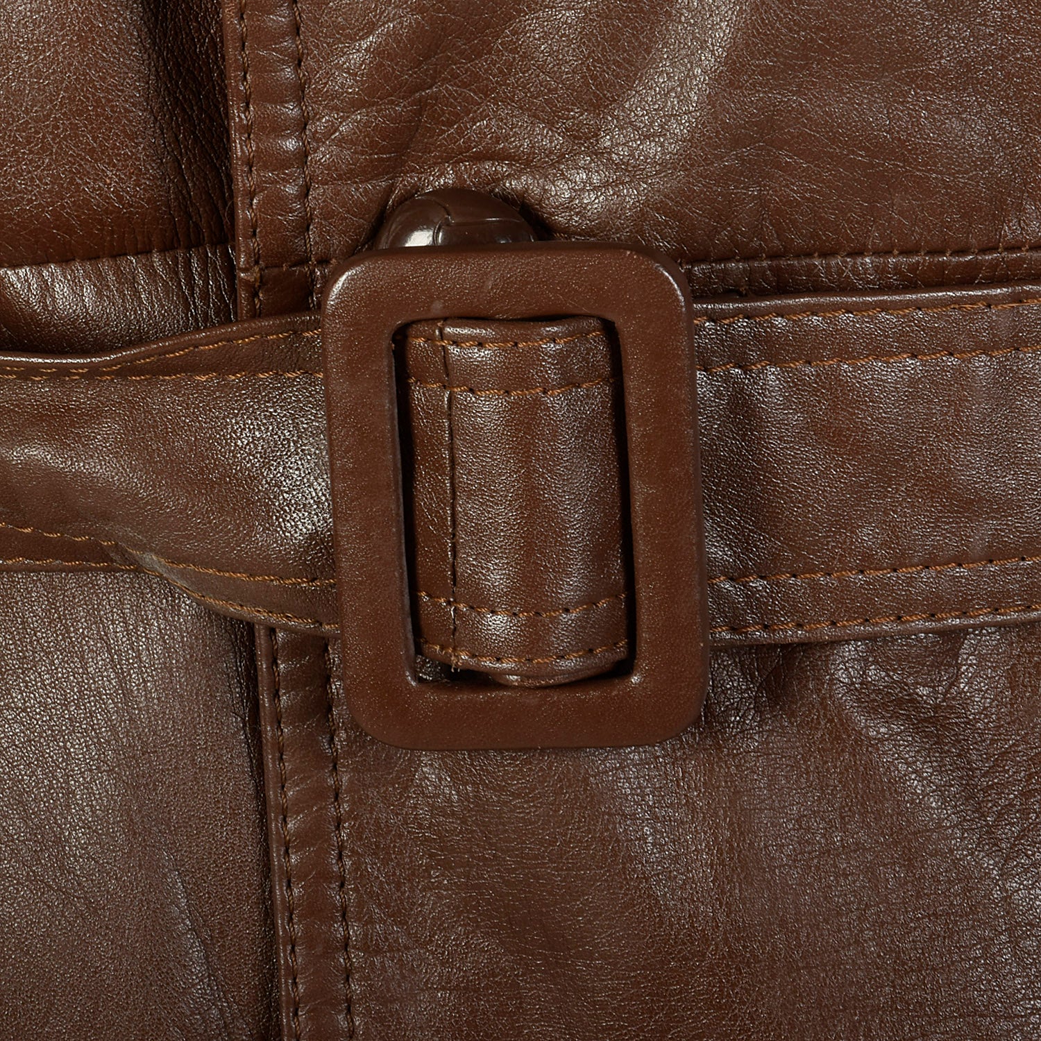Medium-Large 1970s Brown Leather Trench