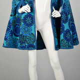 1970s Reversible Blue Floral Tapestry Cape