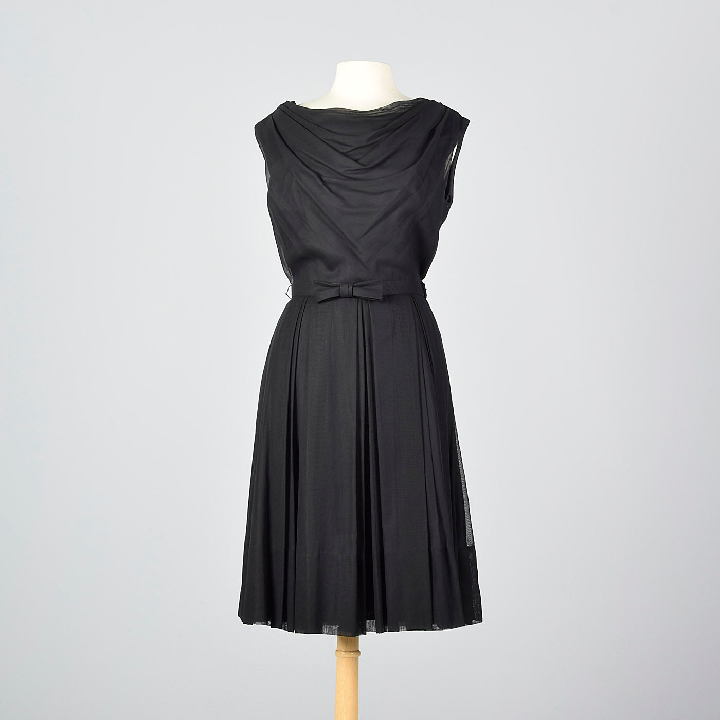 1950s Classic Little Black Dress with Draped Neckline