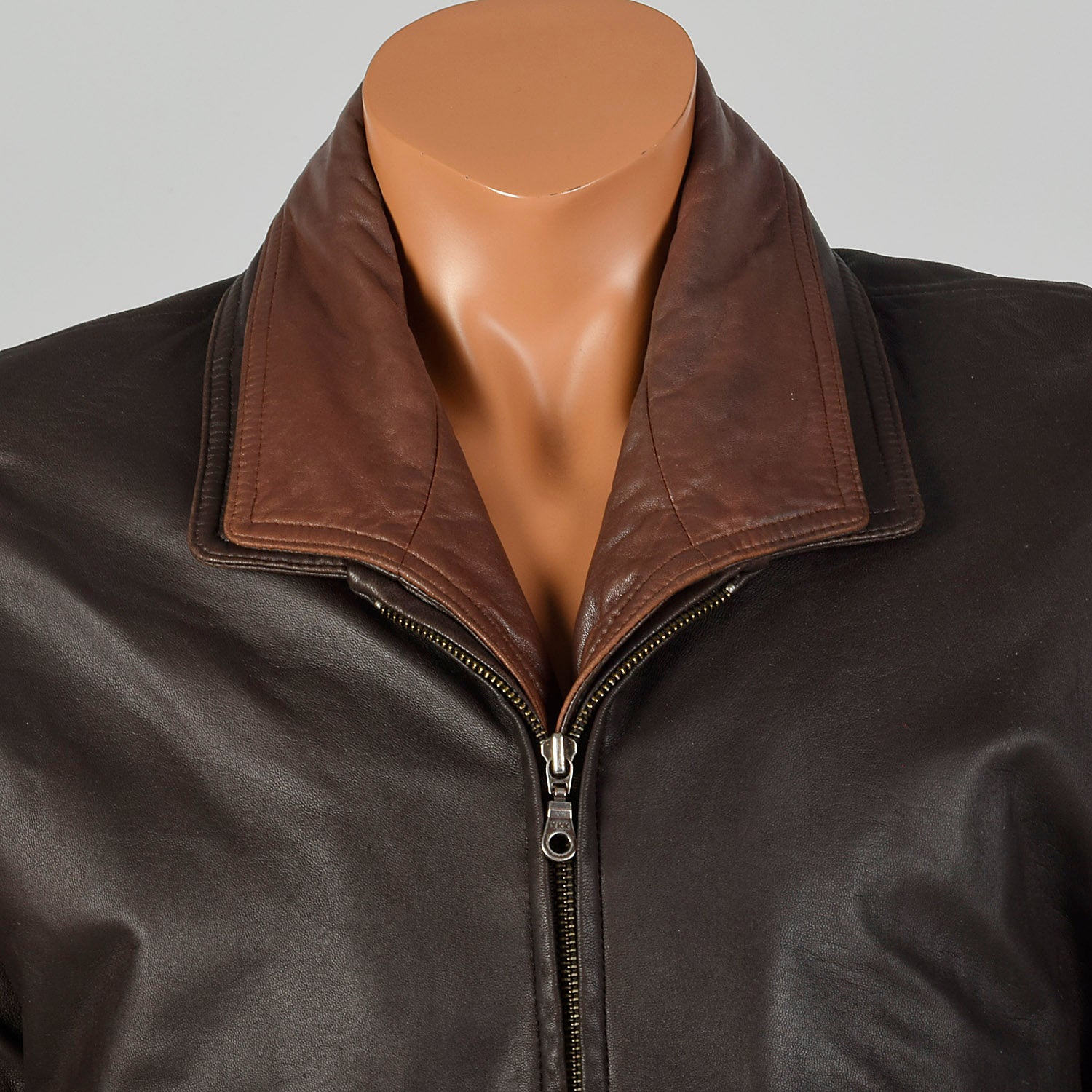 Large Remy Mens 1990s Chocolate Brown Leather Jacket