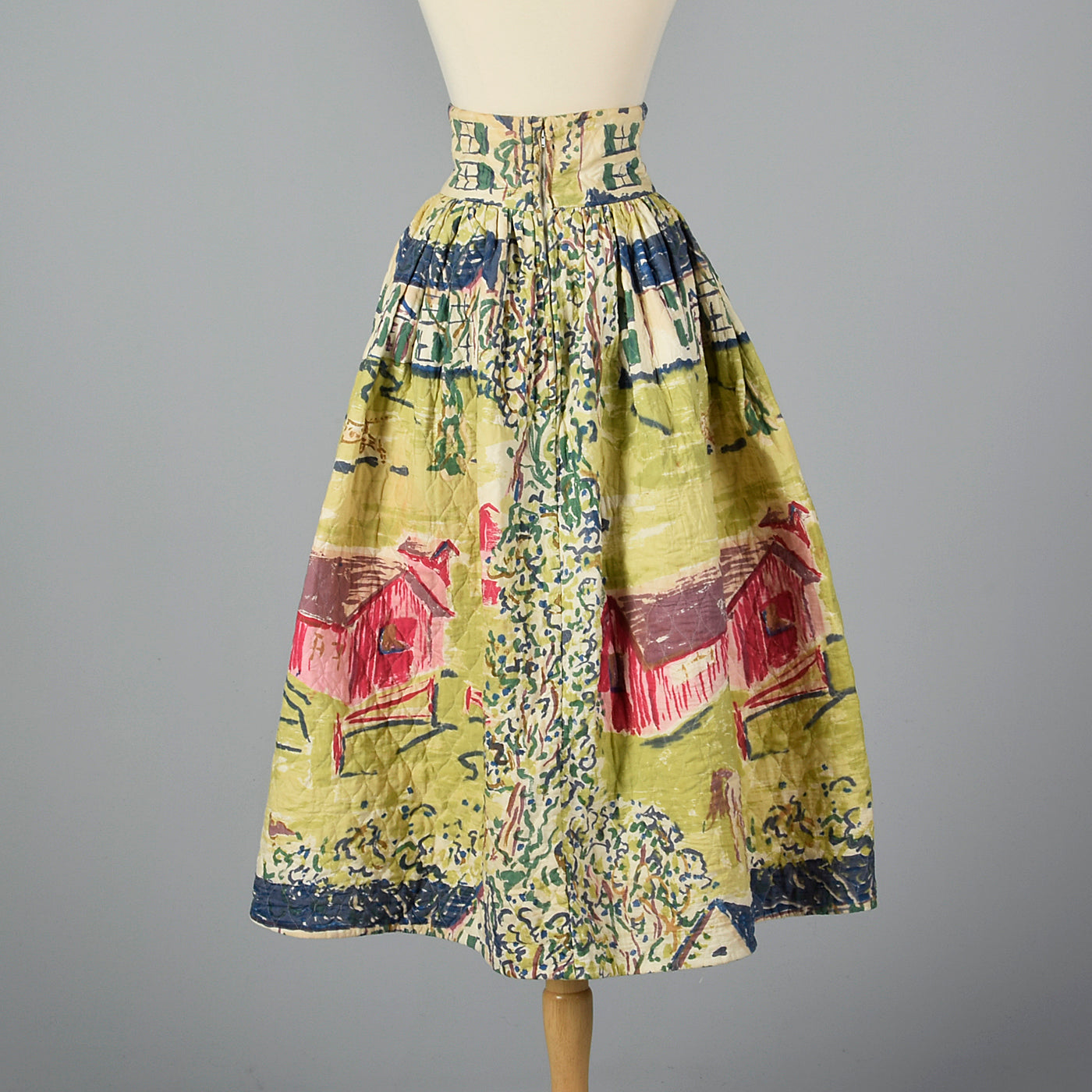 1950s Quilted Novelty Print Skirt