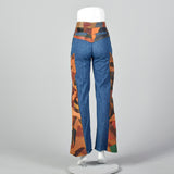 Small 1970s Patchwork Leather Denim Bellbottoms