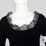 Medium 1970s Mollie Parnis Dress Classic Black Velvet Cocktail Party Modest Evening Gown