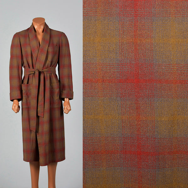 1950s Mens Pendleton Red Plaid Wool Robe Style & Salvage 1950s Mens Pendleton Red Plaid Wool Robe Style & Salvage