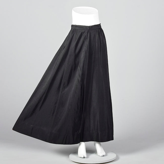 1950s Black Taffeta Maxi Skirt
