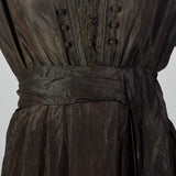 1910s Black Silk Edwardian Dress