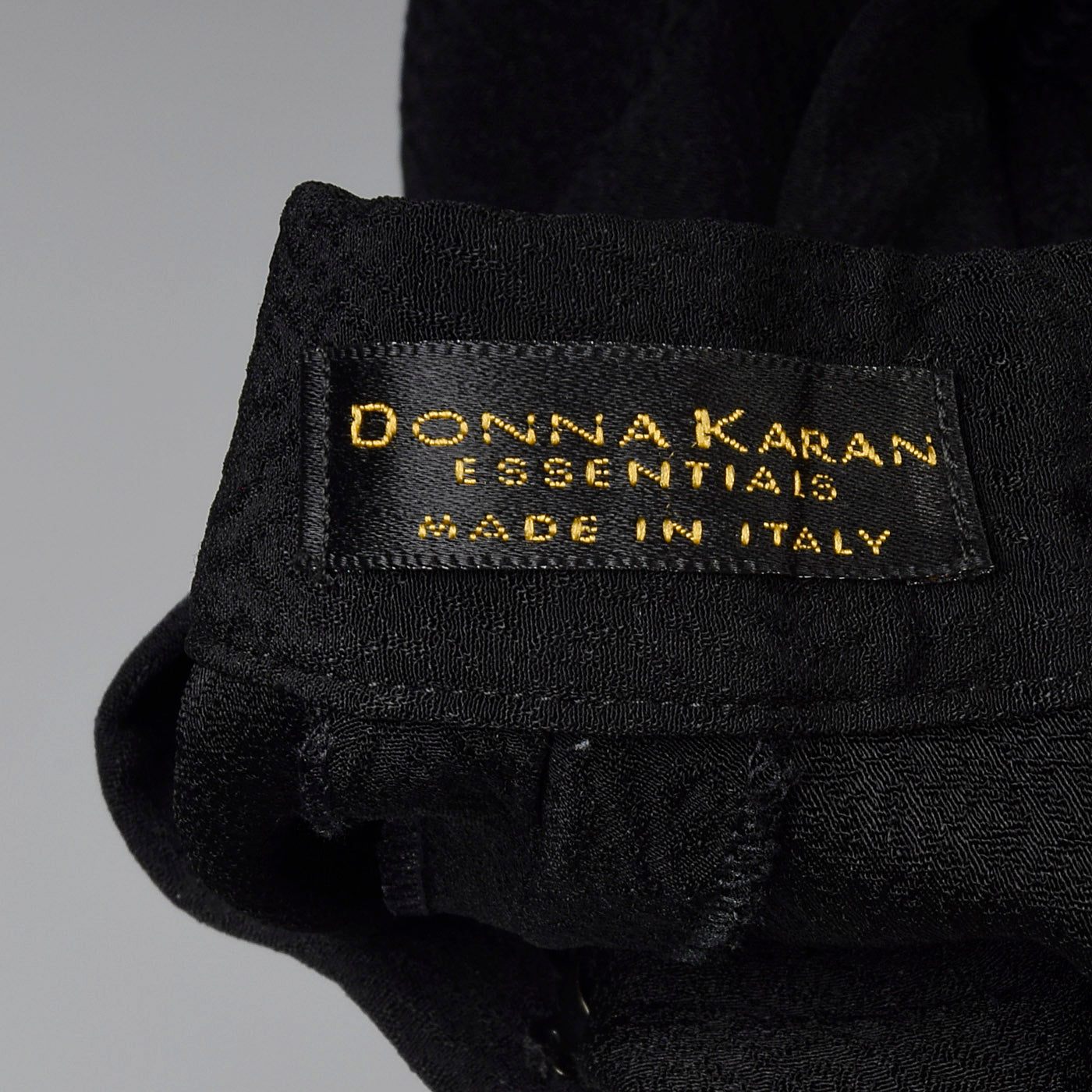 1980s Donna Karan Textured Black Pants with Tapered Leg