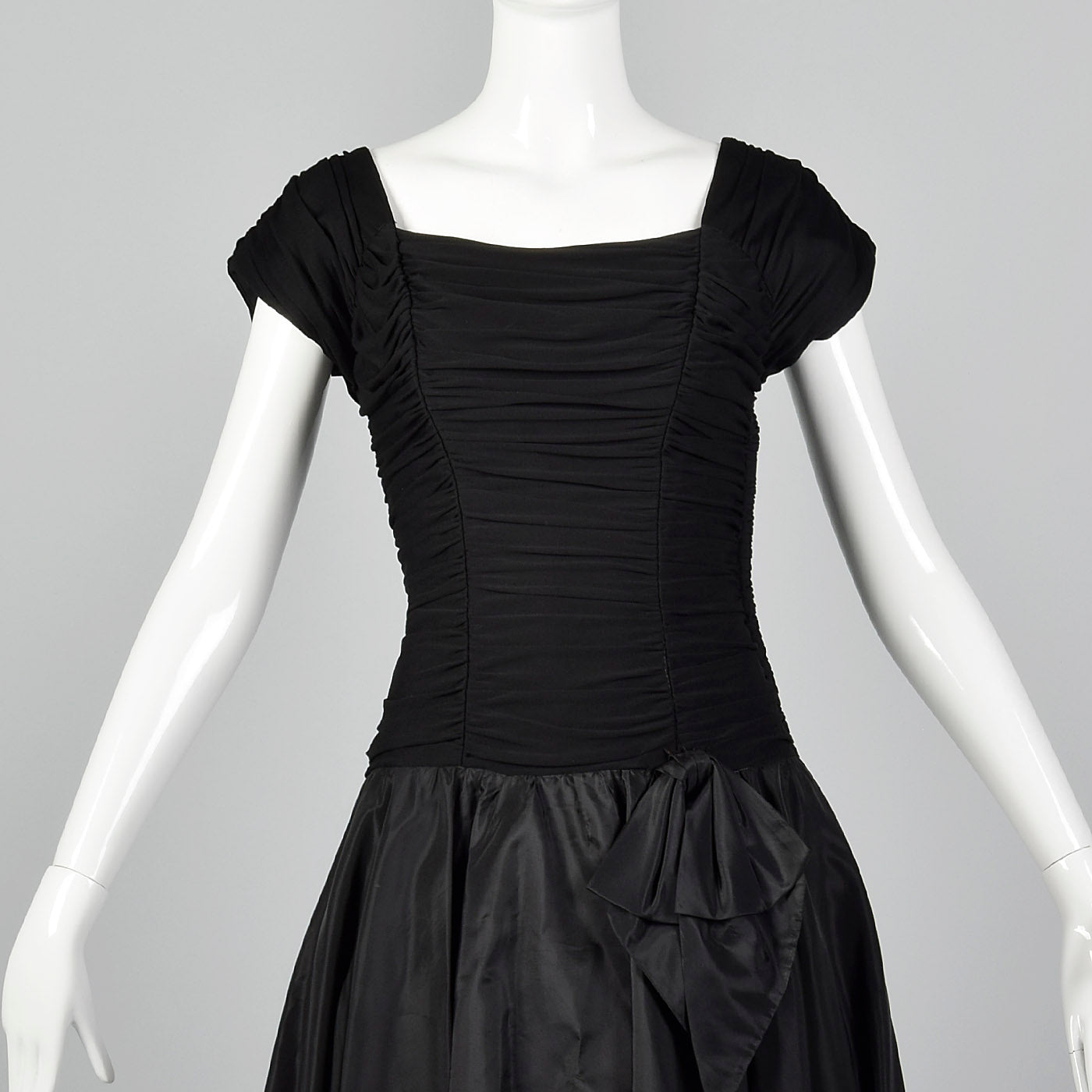 1940s Black Taffeta Dress