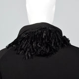 1920s Black Silk Flapper Coat with Fringe Trim