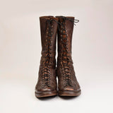 1920s Men's Brown Leather Lace Up Monkey Boots