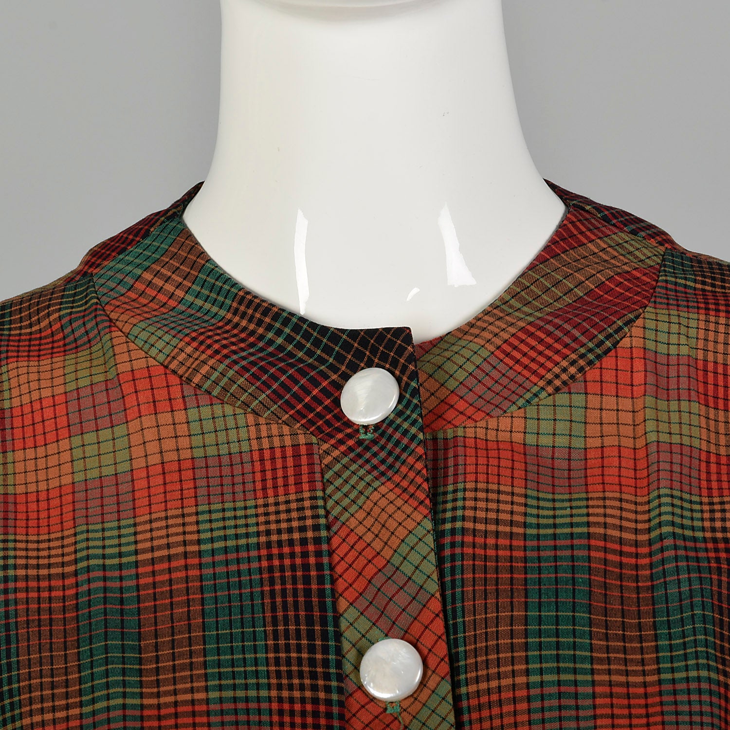 Small 1950s Red and Green Plaid Day Dress