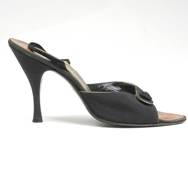 1950s Black Slingback High Heels