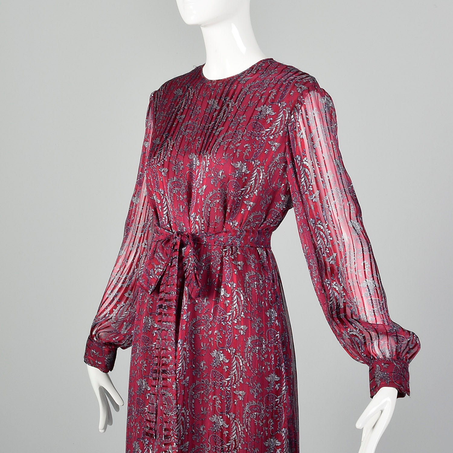 Large 1980s Pleated Silk Dress