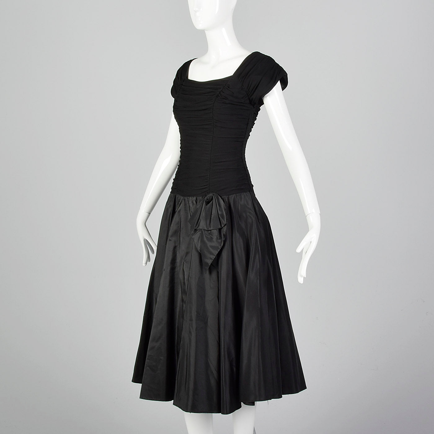 1940s Black Taffeta Dress