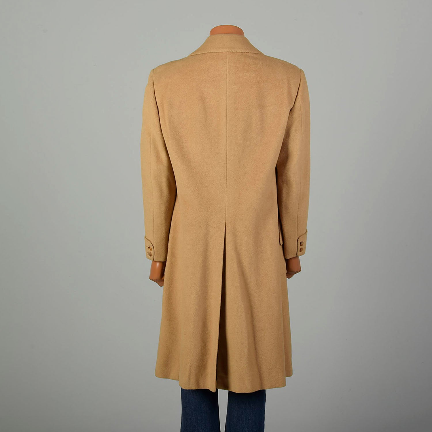 Large 1970s Coat Double Breasted Tan Winter Overcoat