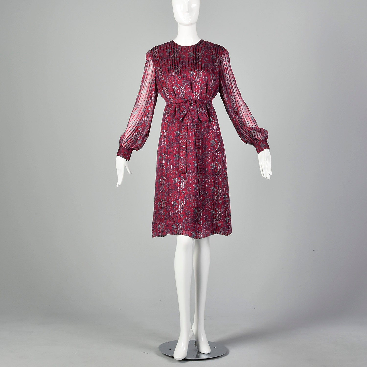 Large 1980s Pleated Silk Dress