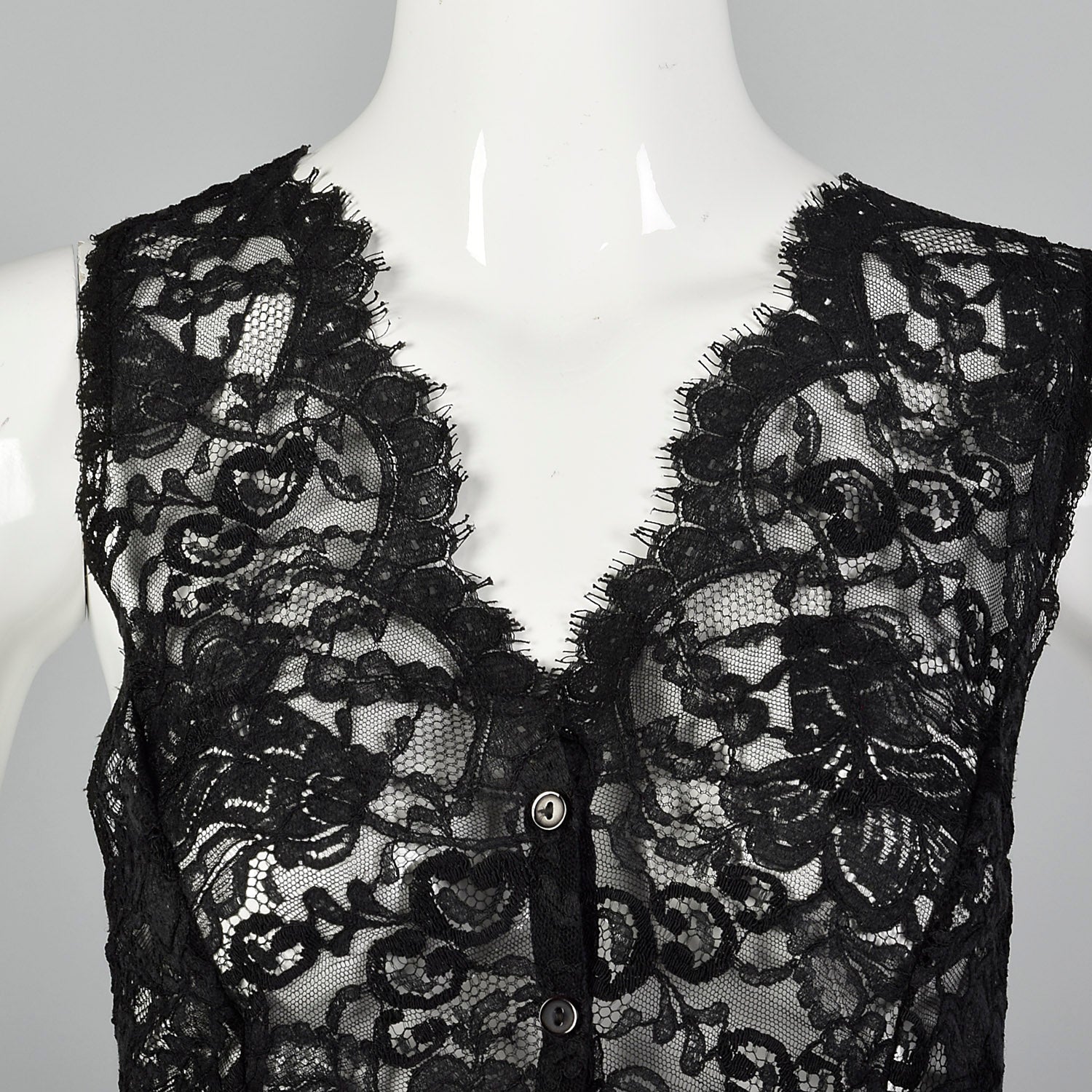 1970s Black Lace Vest