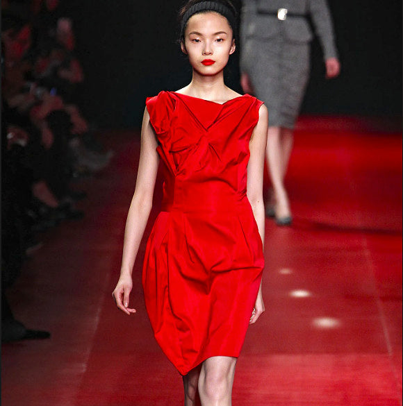 Nina Ricci F/W 2013 RTW Runway Red Dress Sleeveless Gathered Mini Nina Ricci F/W 2013 RTW Runway Red Dress Sleeveless Gathered Mini