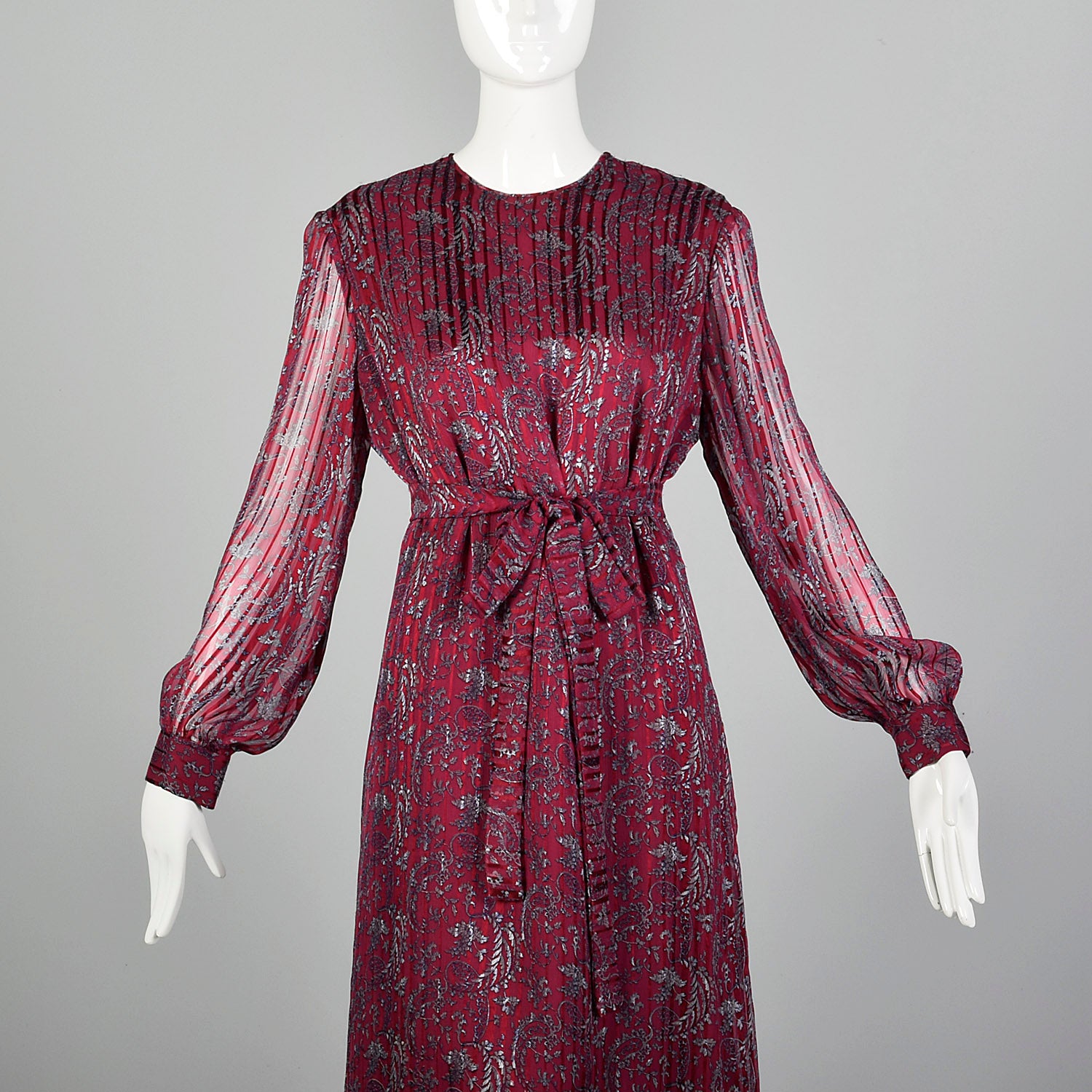 Large 1980s Pleated Silk Dress