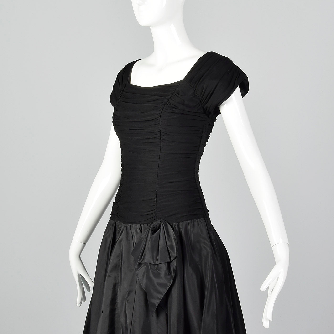 1940s Black Taffeta Dress