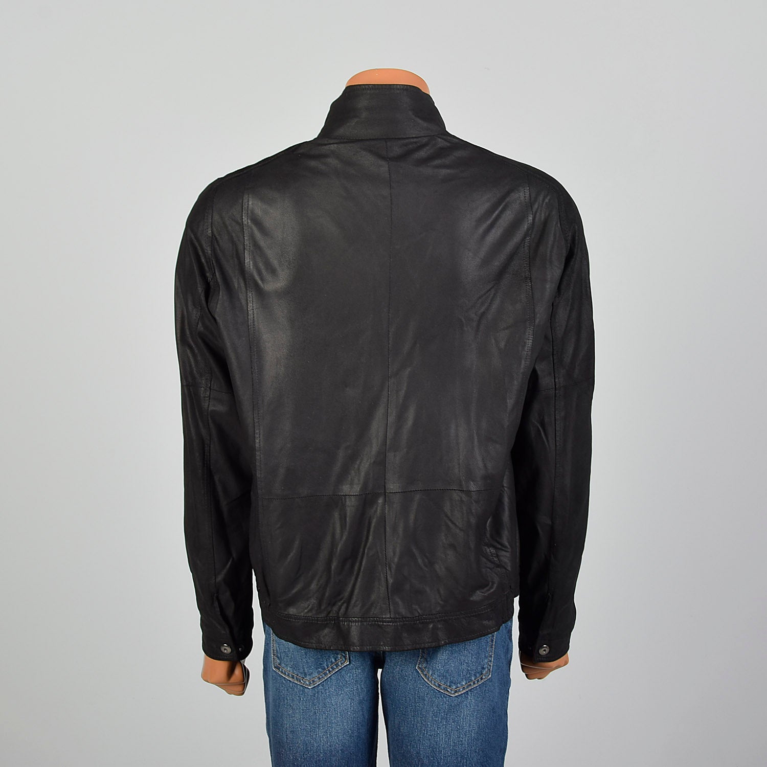 Large Remy 1990s Black Leather Bomber Jacket