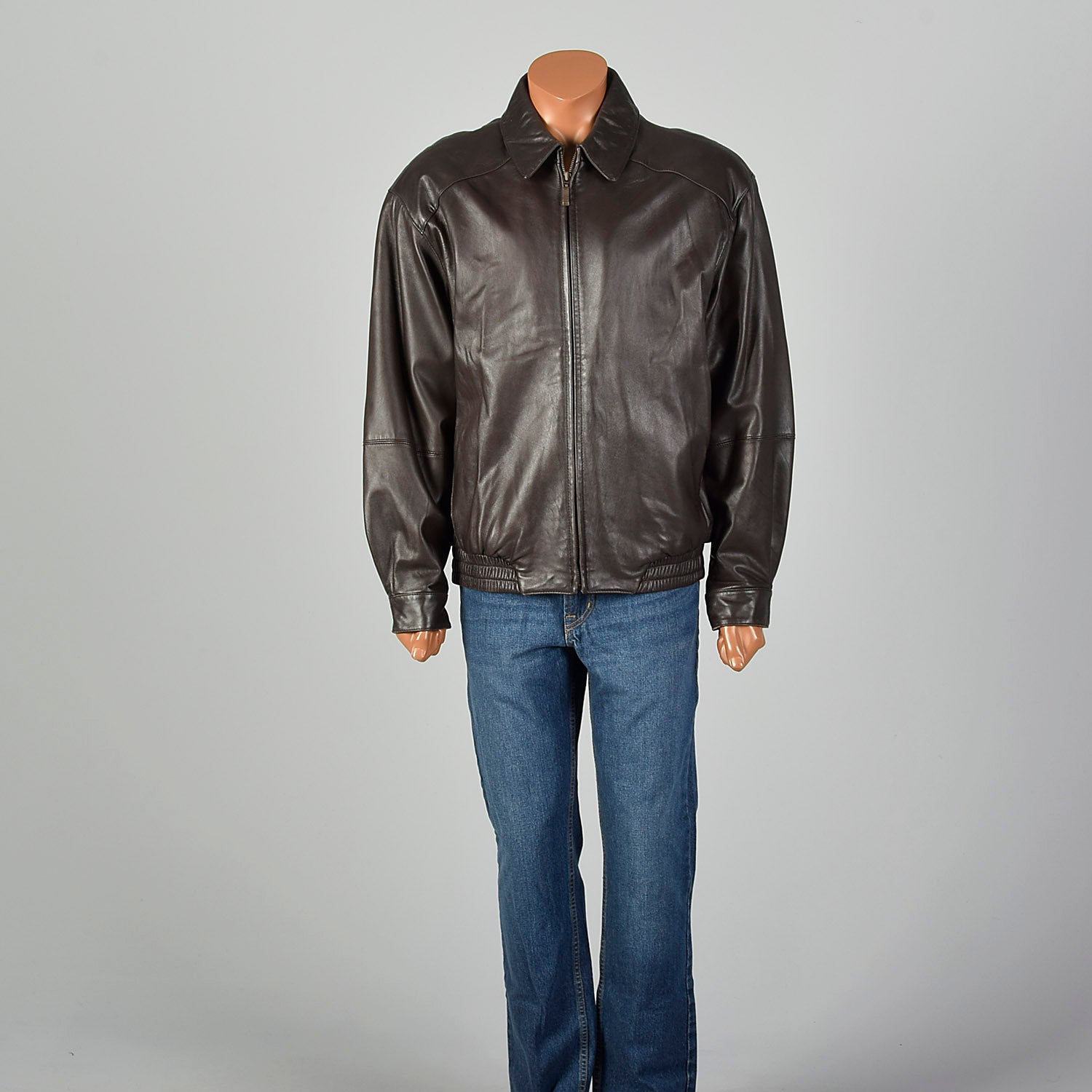Large Robert Comstock Brown Leather Jacket