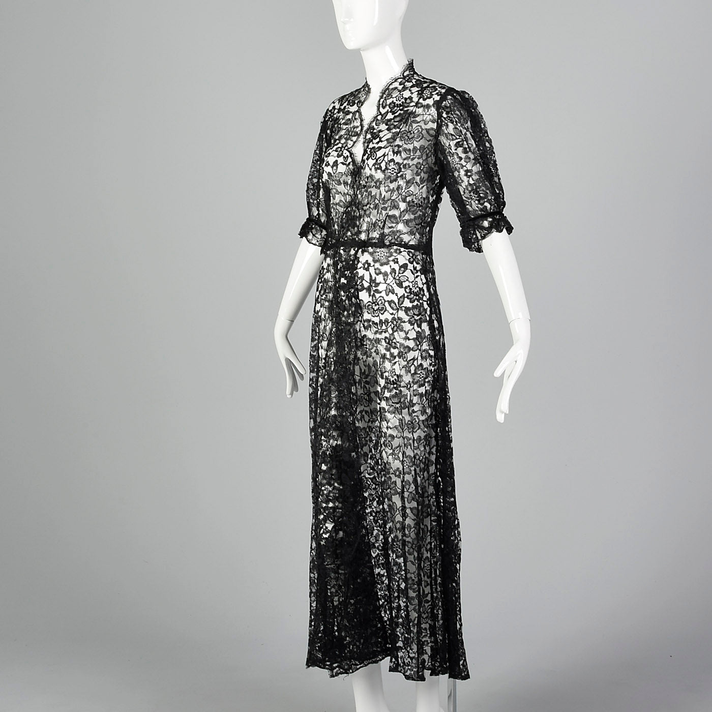 1930s Black Lace Negligee