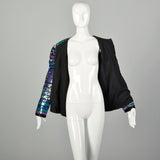 Large 1990s Geometric Color Block Sequin Jacket Holiday Party Separates